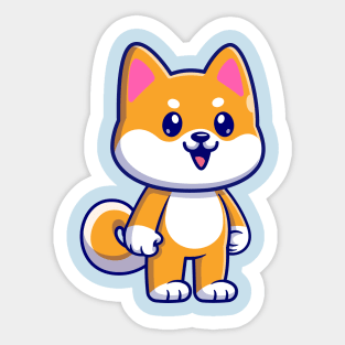 Cute Shiba Inu Standing Cartoon Sticker